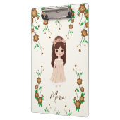 Klein meisje met bloemen klembord (Links)