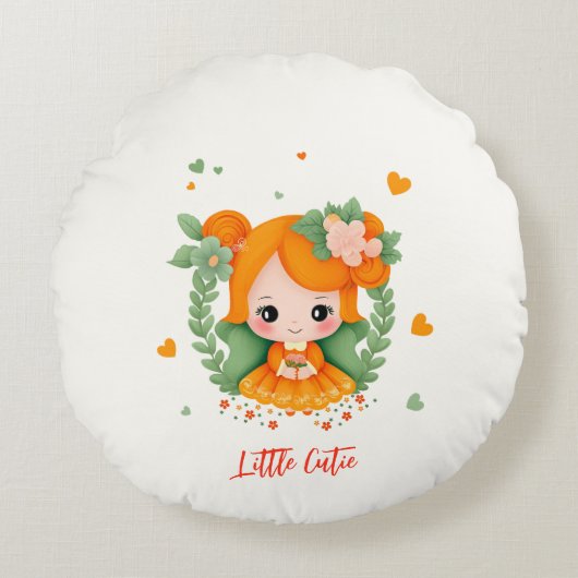 Klein meisje met bloemen rond kussen (Voorkant)