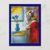 Klein meisje met Blue Iris Briefkaart (Voorkant)