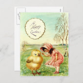 klein meisje met chick paas Kaart (Voorkant / Achterkant)
