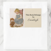  klein meisje met Doll Bookplate Rechthoekige Sticker (Tas)