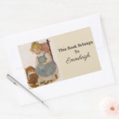  klein meisje met Doll Bookplate Rechthoekige Sticker (Envelop)
