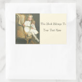  klein meisje met Doll Foto Name Bord Rechthoekige Sticker (Tas)