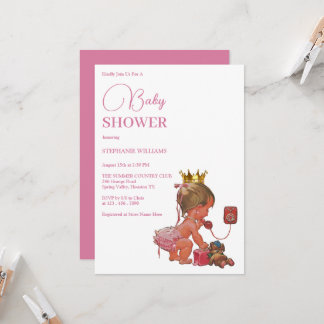Klein meisje met een kroon Baby shower Kaart