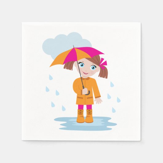 Klein meisje met een paraplu papieren servetten (Voorkant)