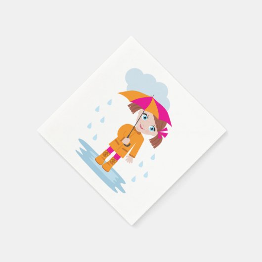 Klein meisje met een paraplu papieren servetten (Hoek)