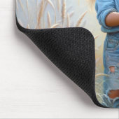 Klein meisje met een rode hartballon muismat (Hoek)