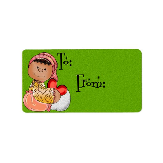 Klein meisje met gevulde hart etiket (Voorkant)