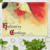 Klein meisje met haar zwarte kat theedoek (Gevouwen)