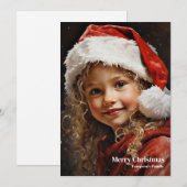  klein meisje met holly berry glimlachen feestdagenkaart (Voorkant / Achterkant)