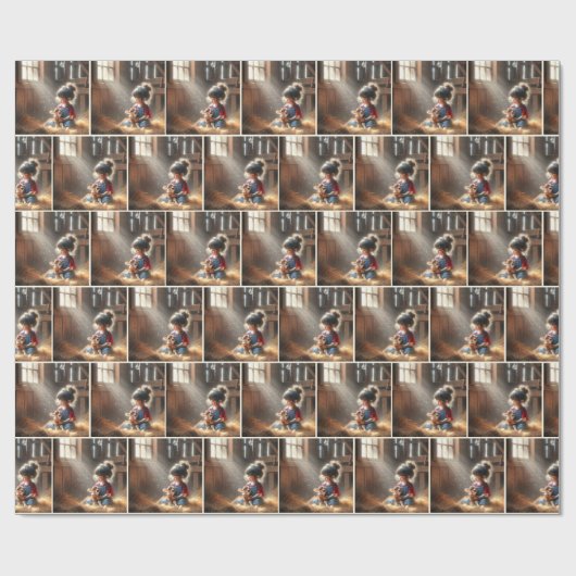 Klein meisje met kalf cadeaupapier (Vlak)