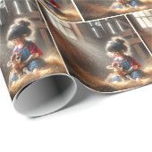 Klein meisje met kalf cadeaupapier (Rol Hoek)