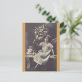 Klein meisje met kerstboom  briefkaart (Staand voorkant)