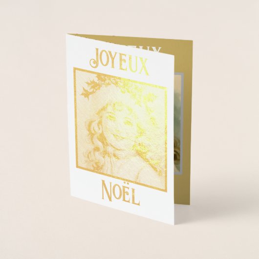  klein meisje met maretak folie kaarten (Voorkant)