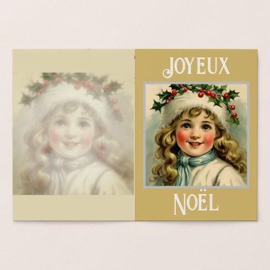  klein meisje met maretak folie kaarten (Binnen)