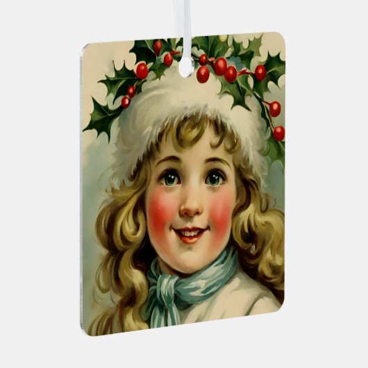  klein meisje met maretak metalen ornament (Voorkant Rechts)