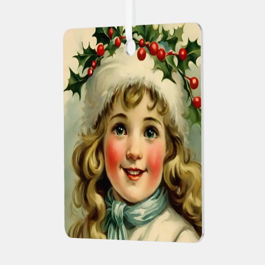  klein meisje met maretak metalen ornament (Voorkant links)