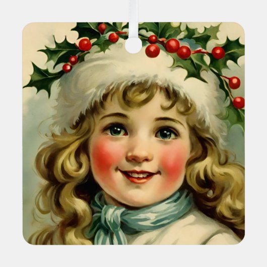  klein meisje met maretak metalen ornament (Voorkant)