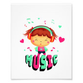 Klein meisje met muziek foto afdruk (Voorkant)