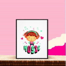 Klein meisje met muziek