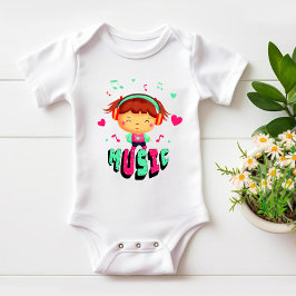 Klein meisje met muziek romper