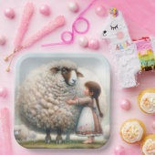 klein meisje met oversized ooi papieren bordje (Feest)