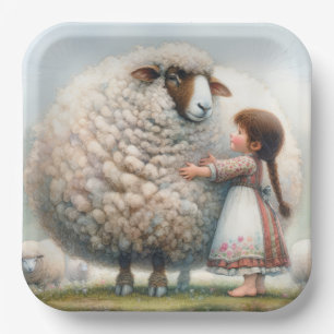 klein meisje met oversized ooi papieren bordje