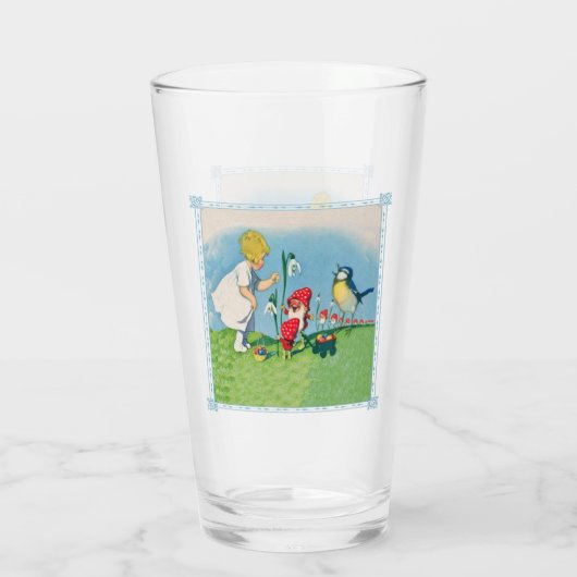 Klein meisje met paasjongen Lily Bloemvogel Glas (Achterkant)