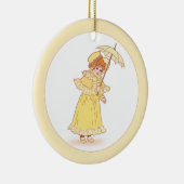 Klein meisje met paraplu-ornament keramisch ornament (Rechts)