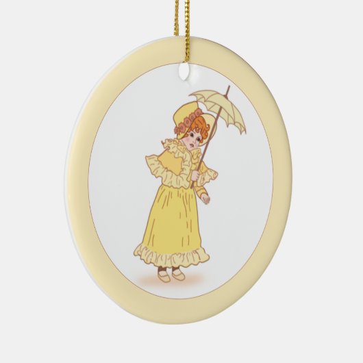 Klein meisje met paraplu-ornament keramisch ornament (Rechts)