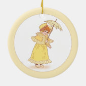 Klein meisje met paraplu-ornament keramisch ornament (Achterkant)