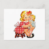 Klein meisje met  pop briefkaart (Voorkant)