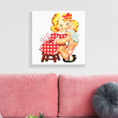 Klein meisje met  pop canvas afdruk (Insitu (Woonkamer))