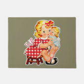 Klein meisje met  pop deurmat (Voorkant)