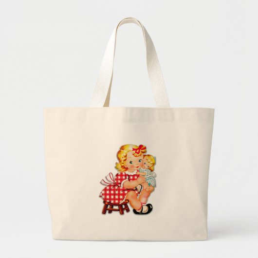 Klein meisje met  pop grote tote bag (Voorkant)