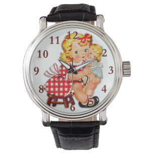 Klein meisje met  pop horloge