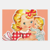 Klein meisje met  pop inpakpapier vel (Voorkant)