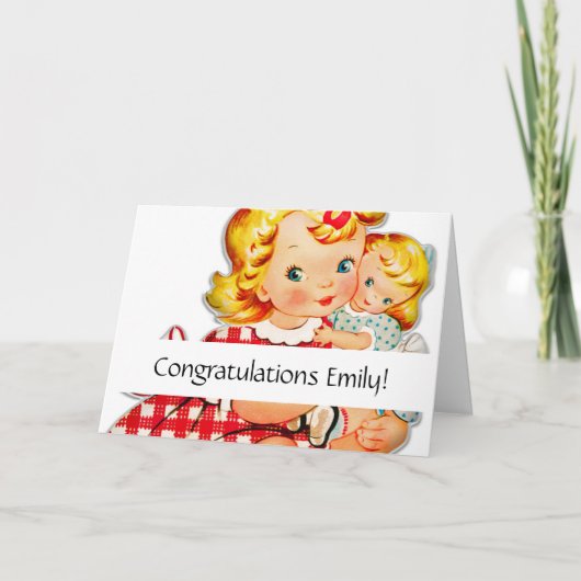 Klein meisje met  pop kaart (Voorkant)