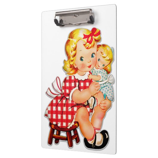 Klein meisje met  pop klembord (Links)