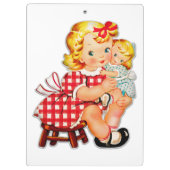 Klein meisje met  pop klembord (Achterkant)