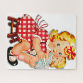 Klein meisje met  pop legpuzzel (Horizontaal)