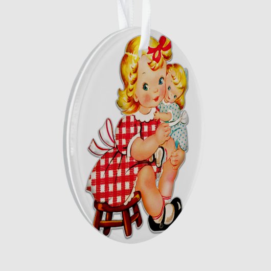 Klein meisje met  pop ornament (voorkant)