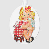 Klein meisje met  pop ornament (voorkant)