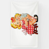 Klein meisje met  pop spandoek (Verticaal)