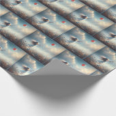 Klein meisje met rode ballon cadeaupapier (Hoek)