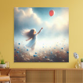 Klein meisje met rode ballon canvas afdruk (Insitu (Woonkamer))