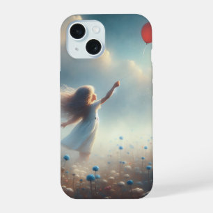 Klein meisje met rode ballon iPhone 15 case