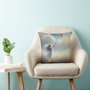 Klein meisje met rode ballon kussen