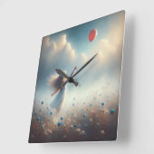 Klein meisje met rode ballon vierkante klok (Hoek)