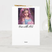  klein meisje met roze rozen in haar haar kaart (Achterkant)